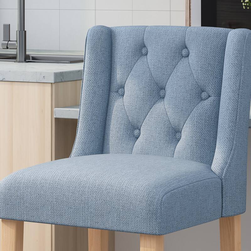 Tufted Wingback 27 Inch Counter Stools, Set Of 2