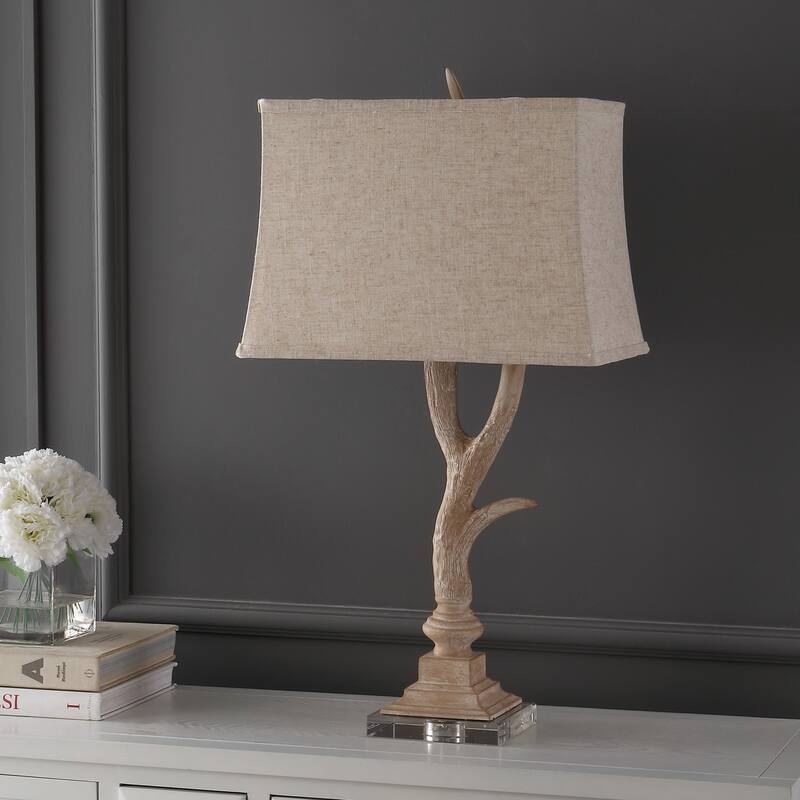 Watts 29.5" Rustic Resin/Crystal LED Table Lamp, Brown/Clear by JONATHAN Y