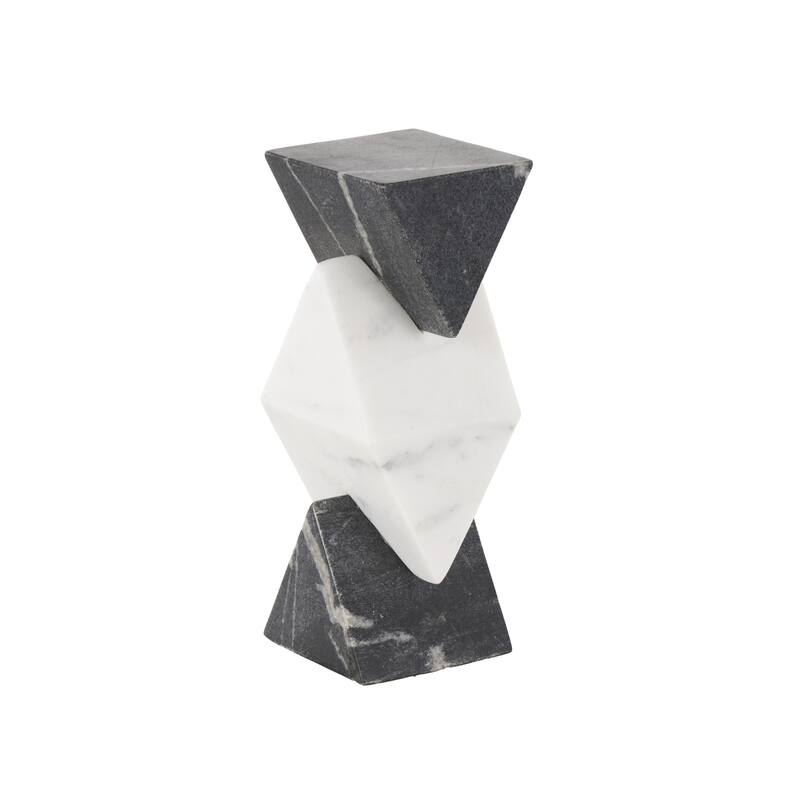 White Marble Stacked Pyramid Geometric Decorative Sculpture