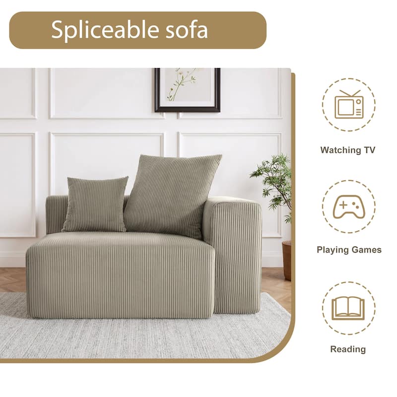 Corduroy Upholstered Modular Sectional Sofa with Ottoman