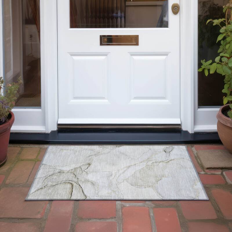 Machine Washable Indoor/ Outdoor Abstract Chantille Rug