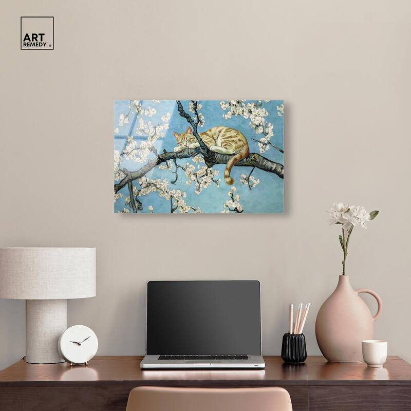Autumn Blossom Kitten Acrylic by Art Remedy, Ready to Hang