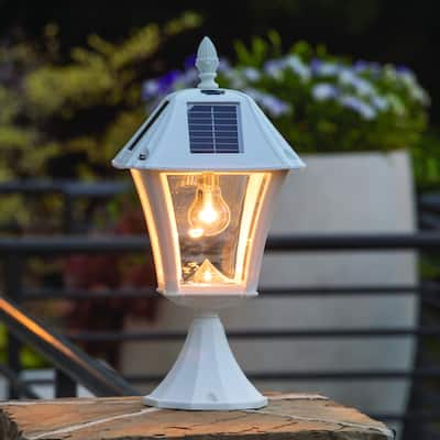 Baytown II Bulb Black Solar 3' Fitter Post Light with Pier and Wall - N/A