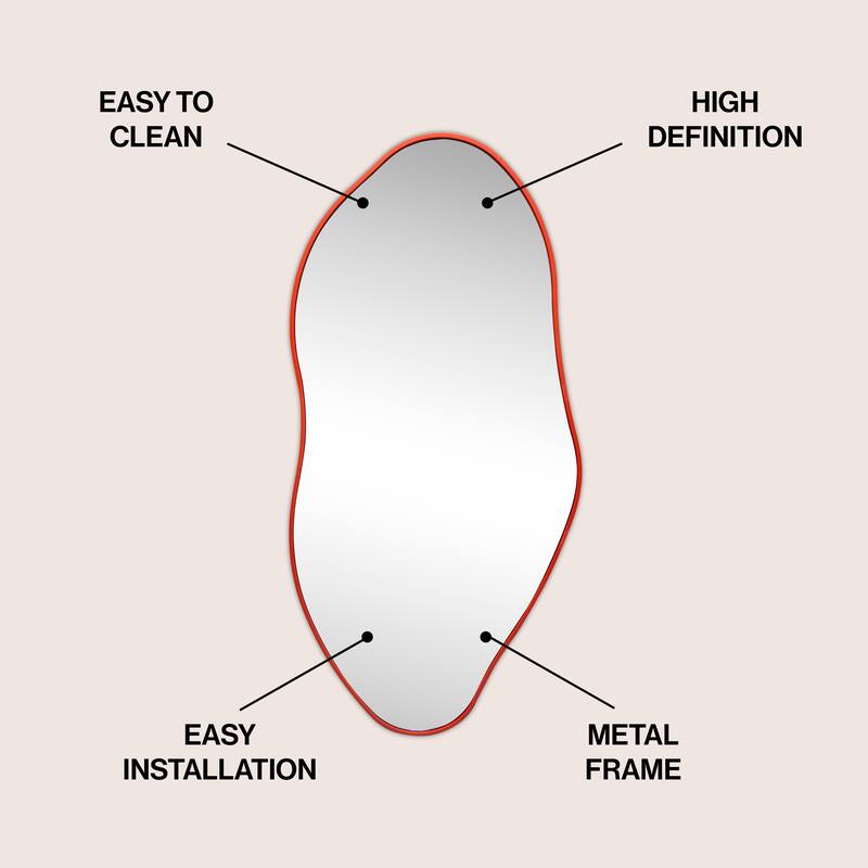 JONATHAN Y Large Irregular Framed Decorative Wall Mirror - 41.93 H x 19.88 W x 1 D