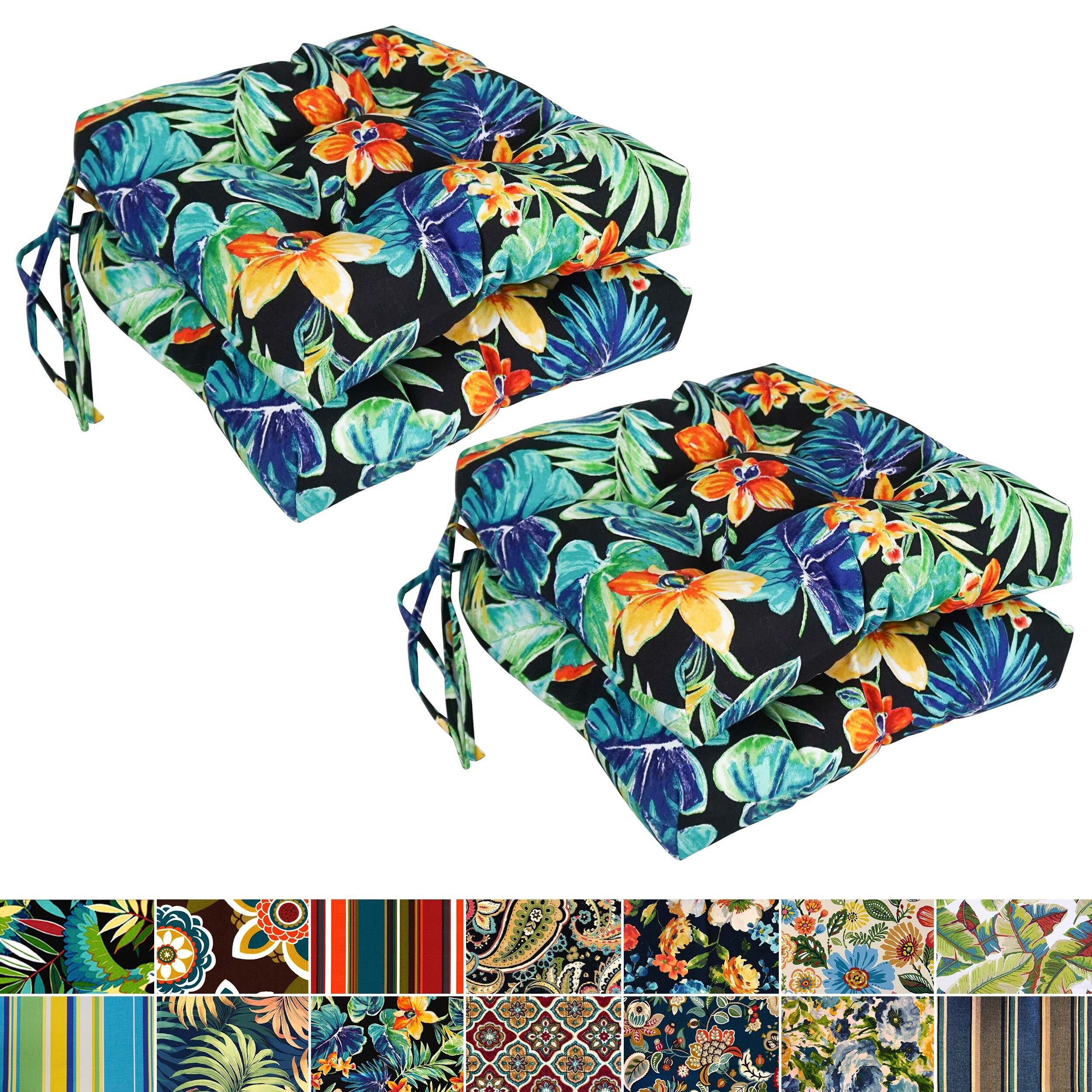 16 inch Square Tufted Indoor Outdoor Chair Cushions Set of 4