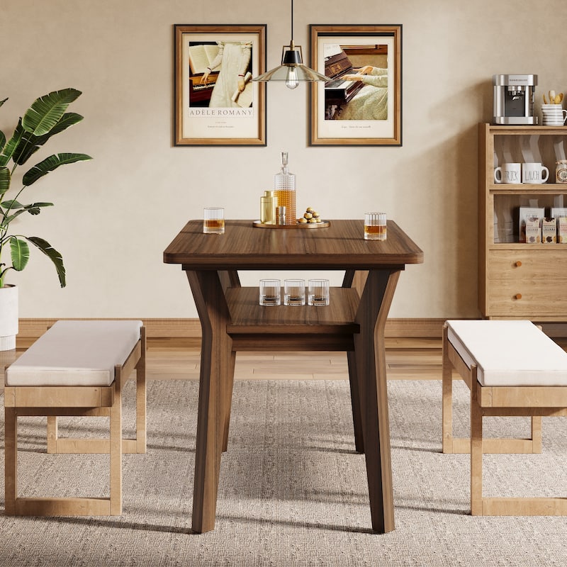 Small Farmhouse Dining Table with Solid Wood Legs