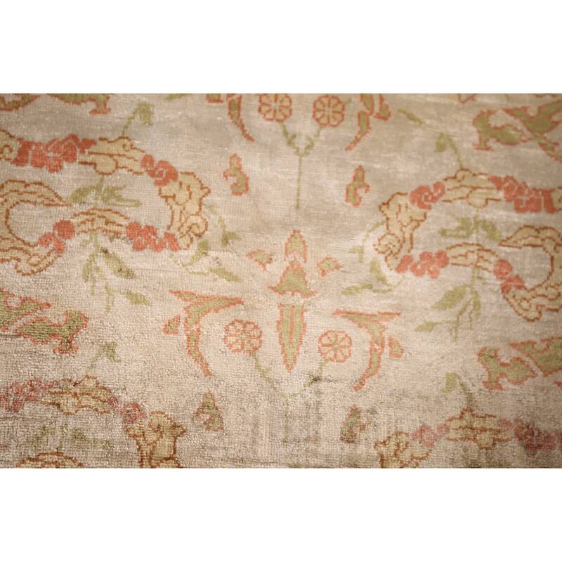 Pre-1900 Antique Hereke Vegetable Dye Turkish Rug Handmade Silk Carpet - 2'3" x 3'11"