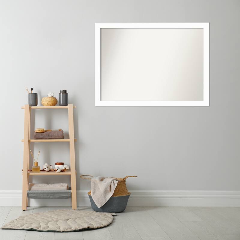 Basic Narrow Non-Beveled Wood Framed Bathroom Vanity Wall Mirror