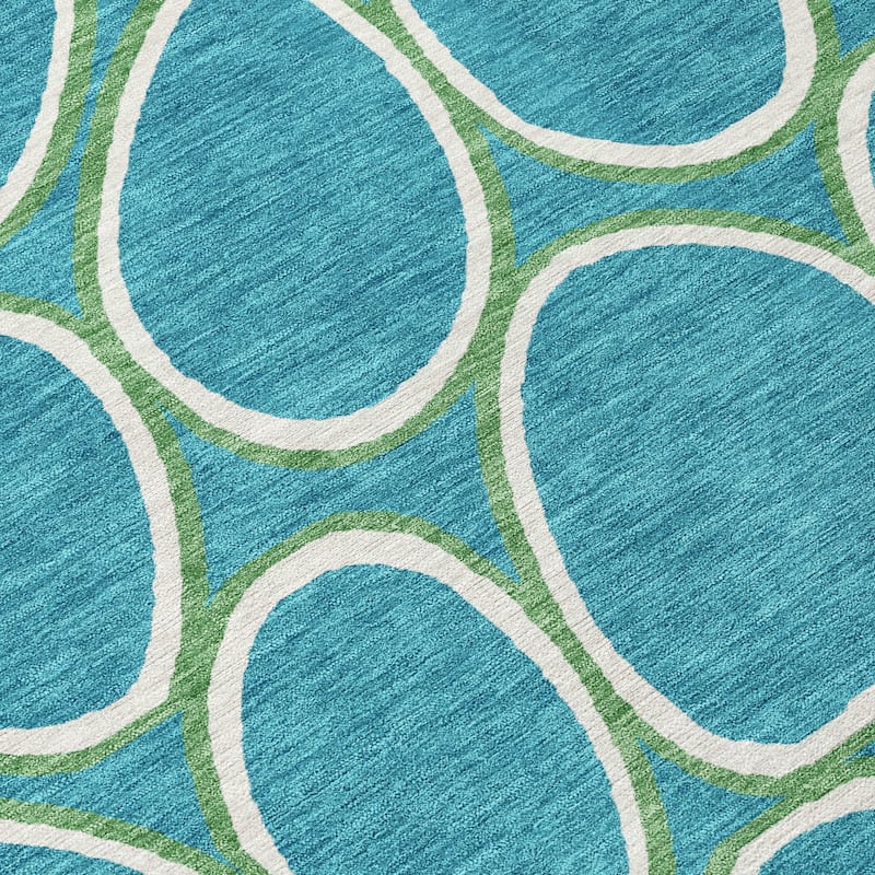 Machine Washable Indoor/ Outdoor Modern Bubbles Chantille Rug