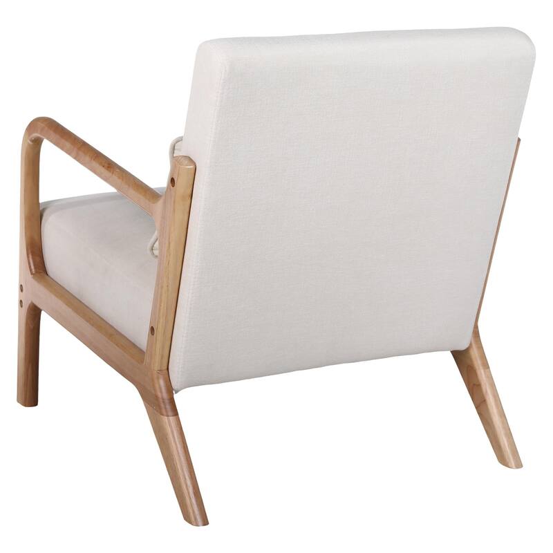 Mid Century Modern Armchair, Accent Chair with Solid Wood Frame and Detachable Lumbar Pillow for Living Room