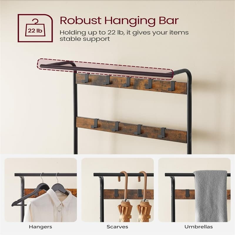 Entryway Bench with Coat Rack