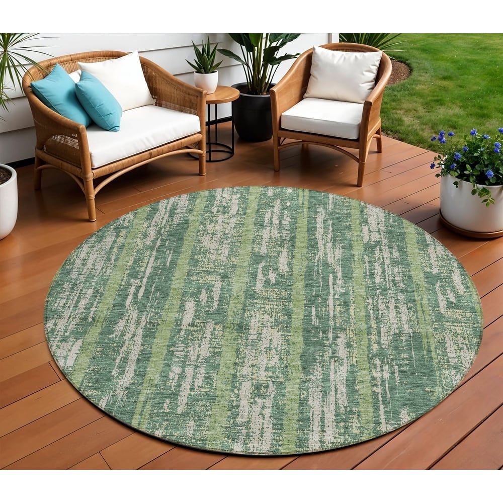 HomeRoots Striped Transitional Rectangle Outdoor Rug
