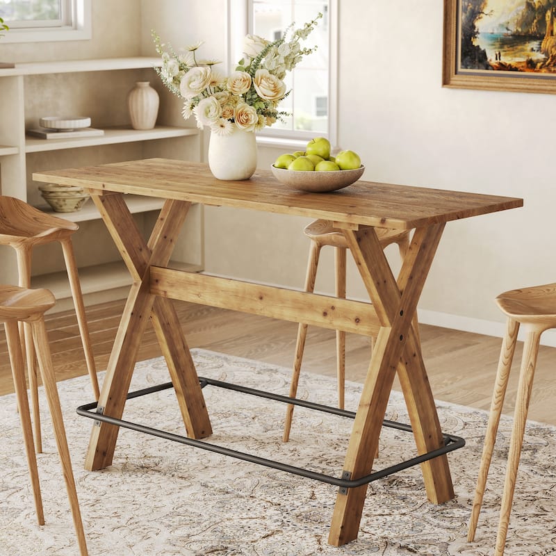 63" Solid Wood Bar Cocktail Coffee Pub Table