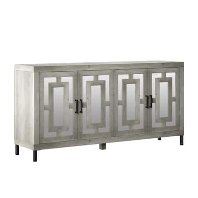 Sideboard with Geometric Mirrored Doors