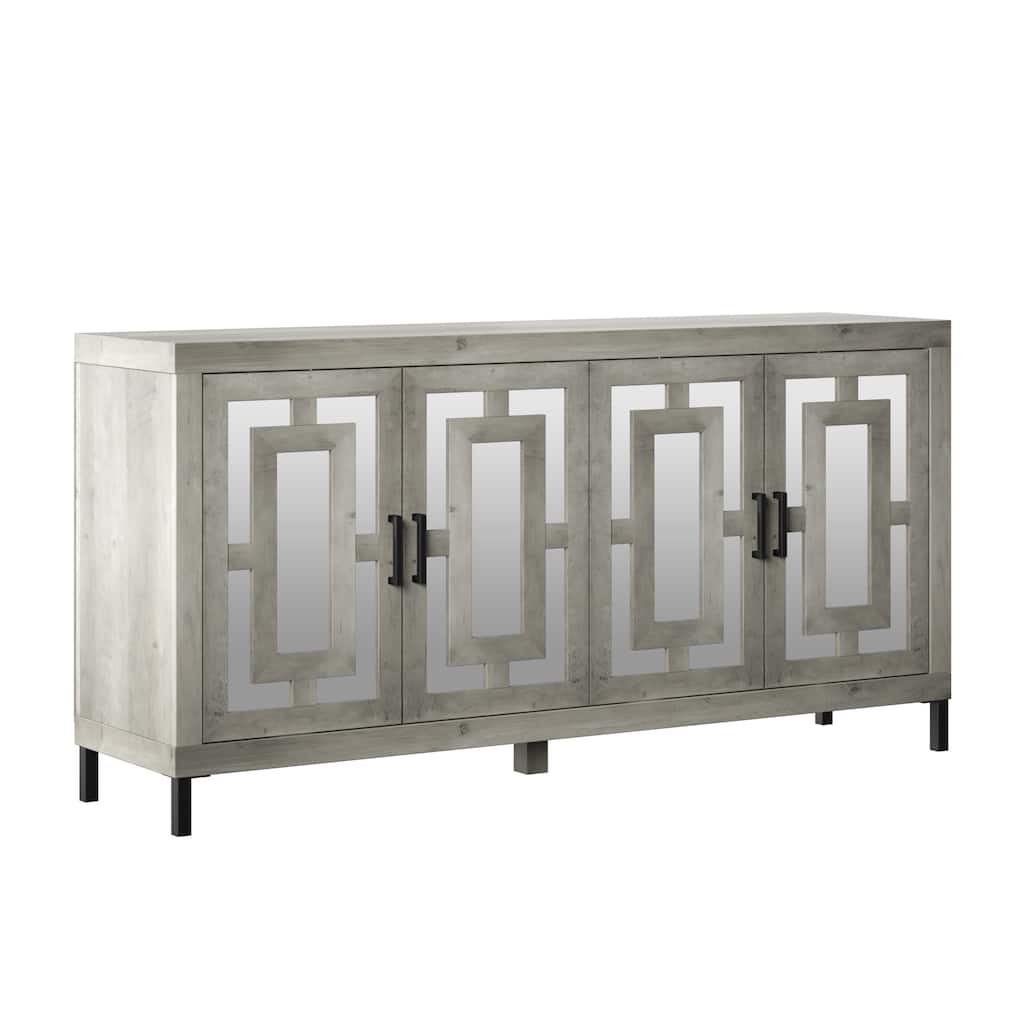 Sideboard with Geometric Mirrored Doors
