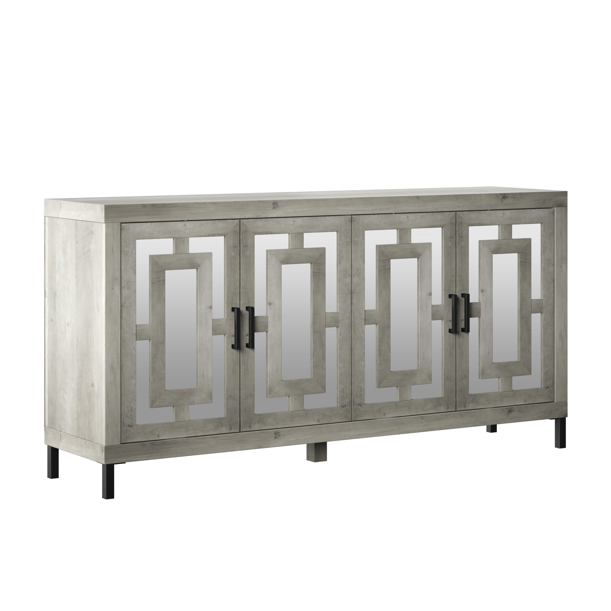 Sideboard with Geometric Mirrored Doors