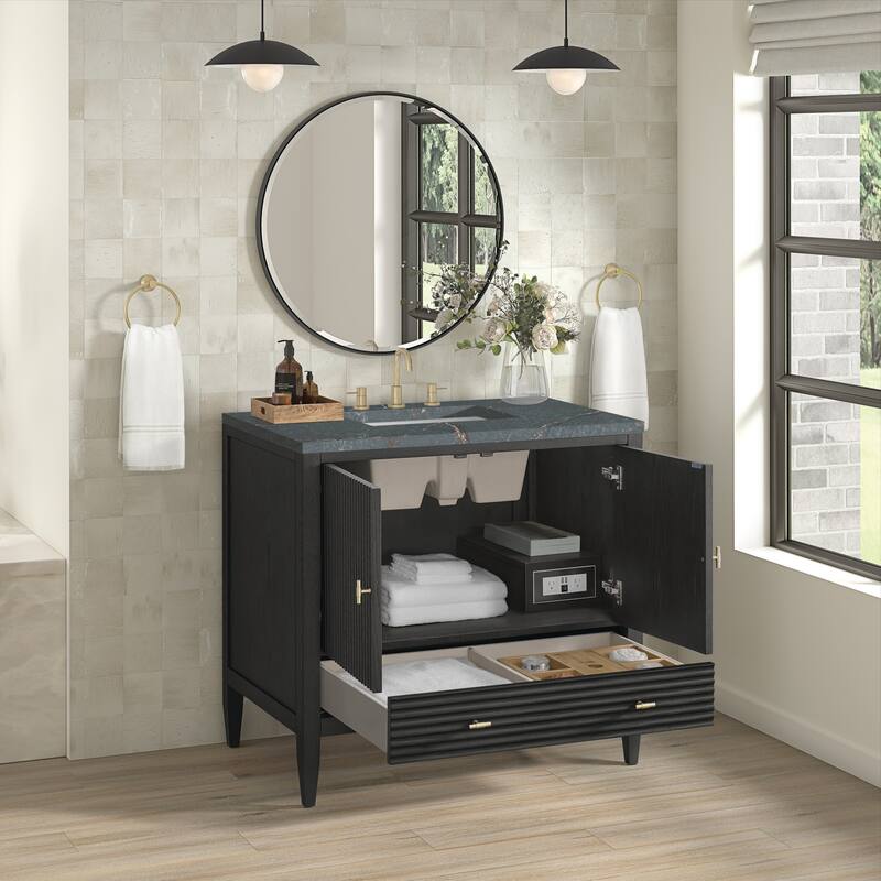 James Martin Vanities 485-V36-3PBL Myrrin 36" Single Basin Wood Vanity