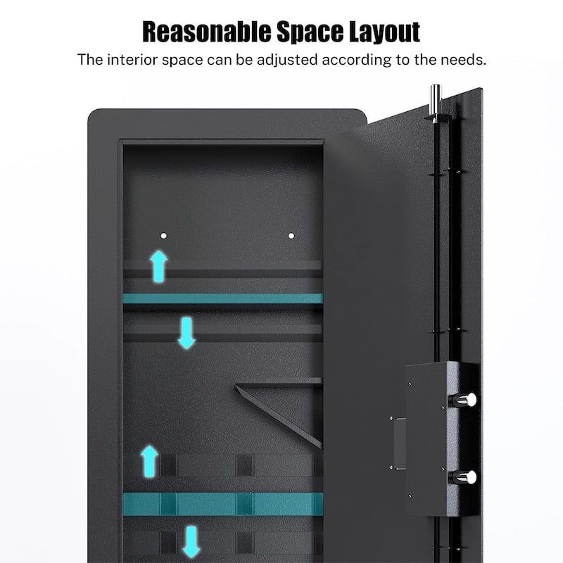 In Wall Hidden Gun Cabinet, Gun Safe w/ Keypad & Adjustable Rack