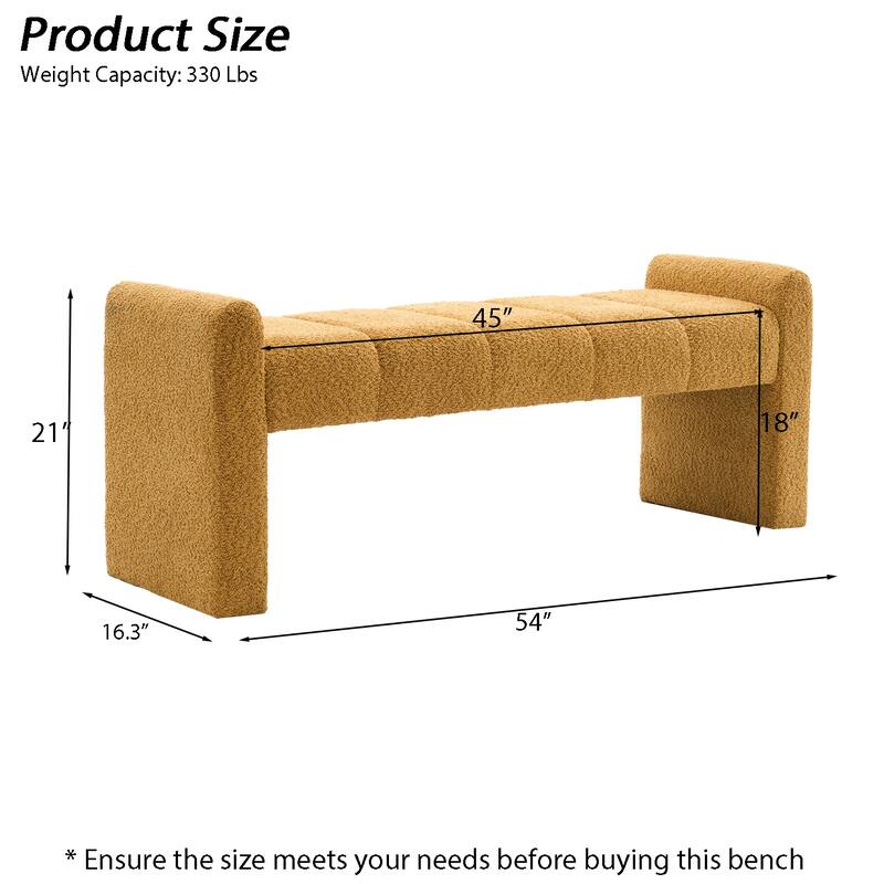54" Boucle Bedroom Bench with Channel Tufted Modern Entryway Bench Window Bench End of Bed Bench