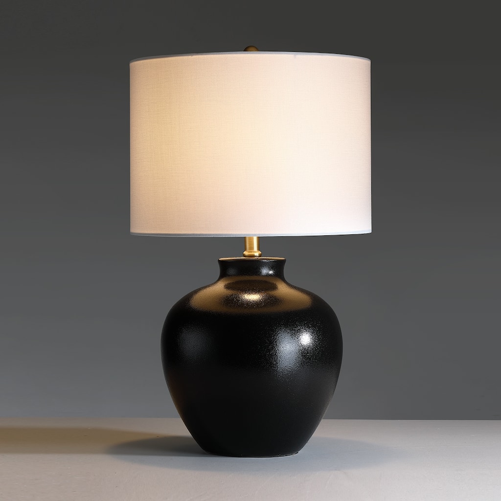 3-Way Ceramic Table Lamp with Drum Shade - 23 in. H