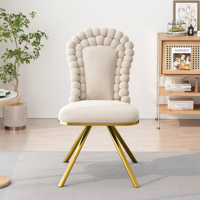 2-Piece Vanity Chair Dining Chairs, Velvet Accent Chairs Swivel Chair with Ball-Shaped Backrest