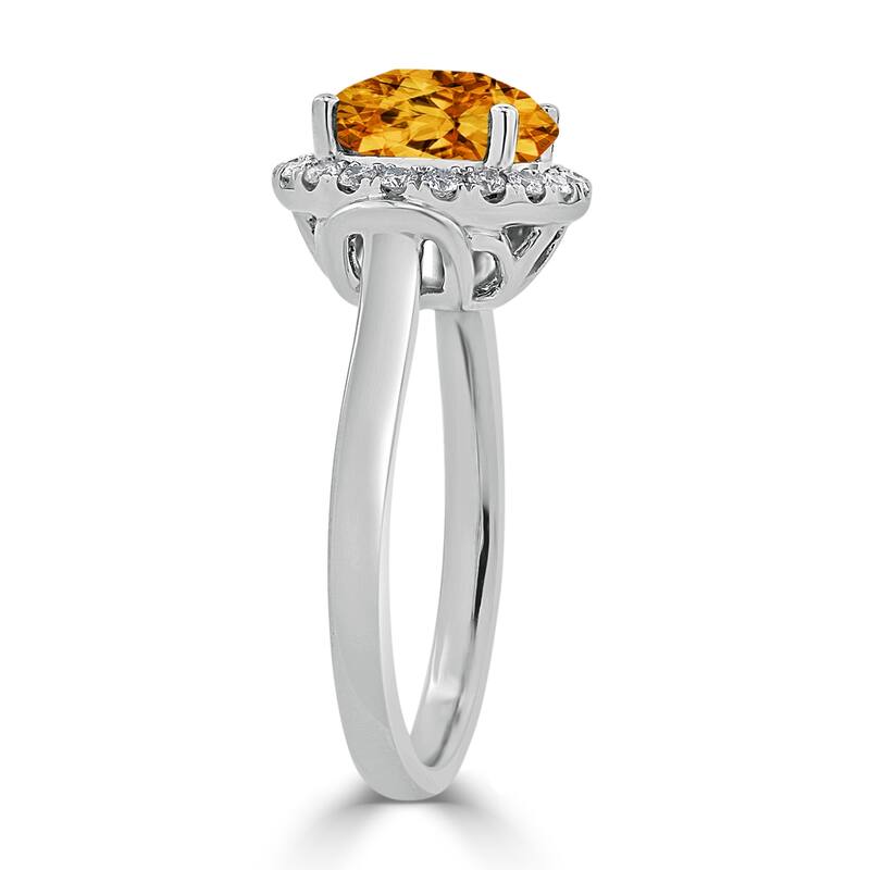 Auriya 3 5/8ct Round Citrine and Halo Diamond Engagement Ring 1/4ctw 14k Gold