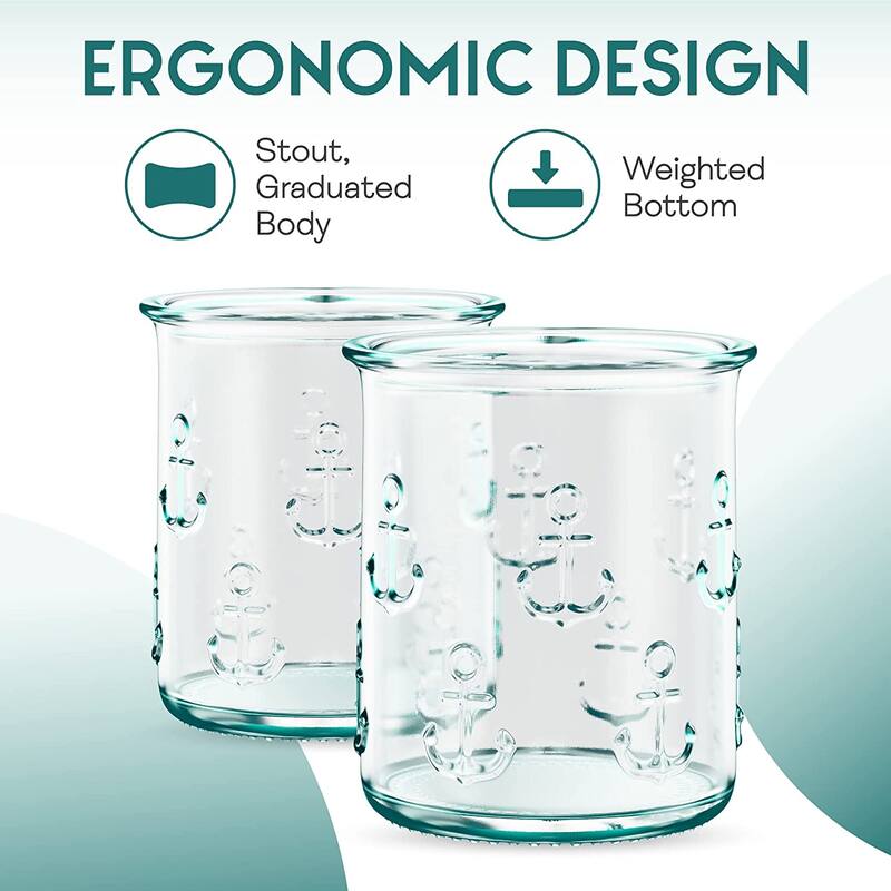 Amici Home Set of 6 Italian Recycled Anchor DOF Drinking Glasses - 12 Oz