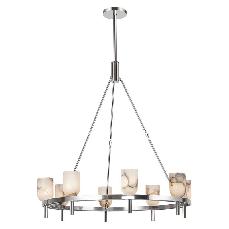 Alora Lighting CH338836 Lucian 8 Light 37" Wide Ring Chandelier - Polished Nickel / Alabaster