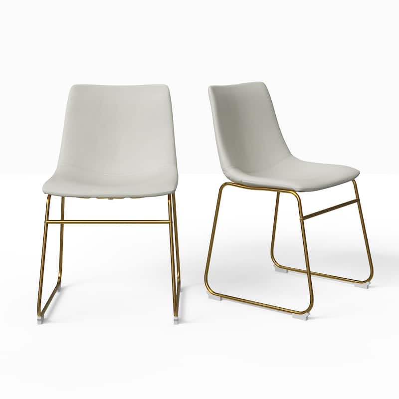 Petra Vegan Leather Side Chairs with Gold Legs (Set of 2)