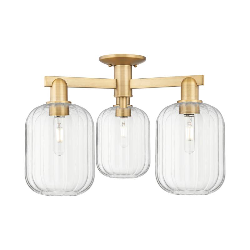 Innovations Lighting Downtown Urban - Preston - 3 Light 24" Jar Shade Semi-Flush Mount