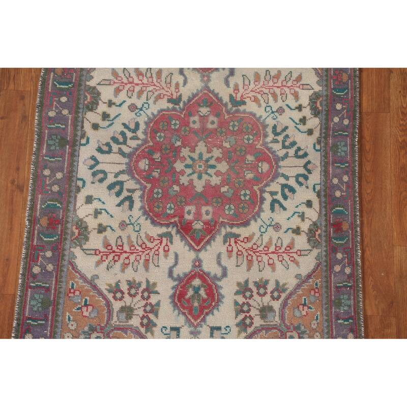 Tabriz Persian Accent Rug Hand-Knotted Floral Wool Carpet - 3'1"x 4'9"
