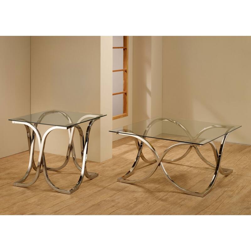 Tess Nickel and Clear Curved Xshaped End Table Bed Bath & Beyond