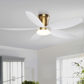 36"/42"/48" Low Profile Ceiling Fan with ABS Blades 3 Color LED Light for Bedroom Living Room APP and Remote Control