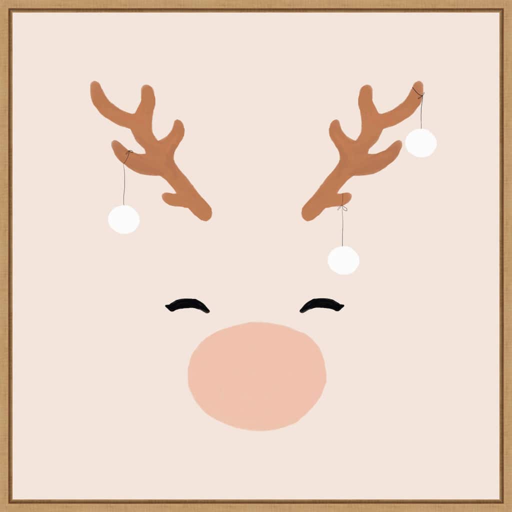 Deer and Baubles by Orara Studio Framed Canvas Wall Art Print