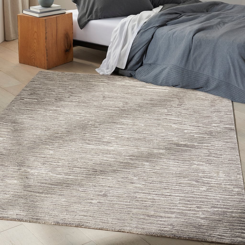 Calvin Klein Linear Modern Textured Shimmer Shag Area Rug