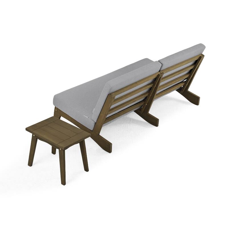 3-Seat Outdoor Sofa Set with Solid Wood Coffee Table, Weather-Resistant Cushions