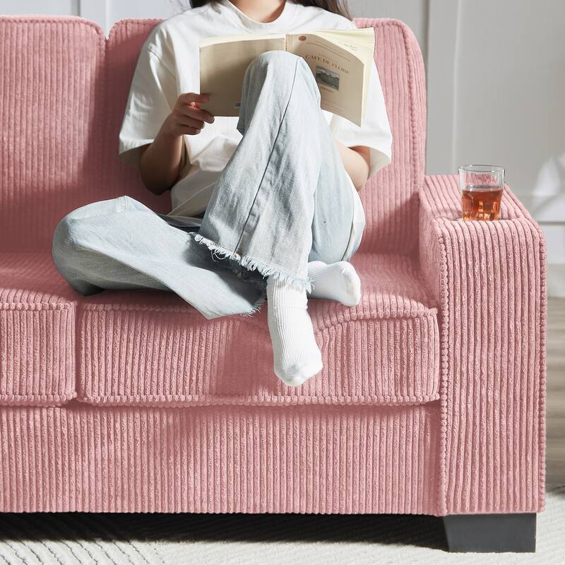 Modular Sectional Sofa, 102 Inch L Shaped Couch Set, 3-Seater Comfy Cloud Couches with Movable Ottoman, DIY Combination