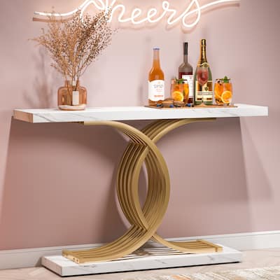 Modern Entryway Table, 39-Inch Console Accent Table, Narrow Wood Sofa Foyer Table