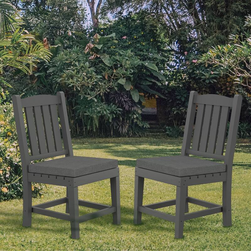 Recycled Plastic Armless Outdoor Patio Dining Chairs (Set of 2) - N/A