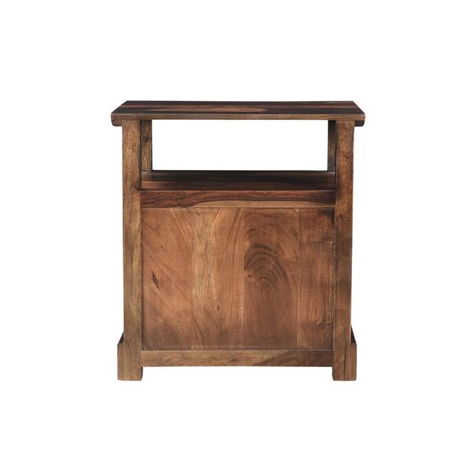 HomeRoots 27" Dark Brown Two Drawer Solid Wood Nightstand