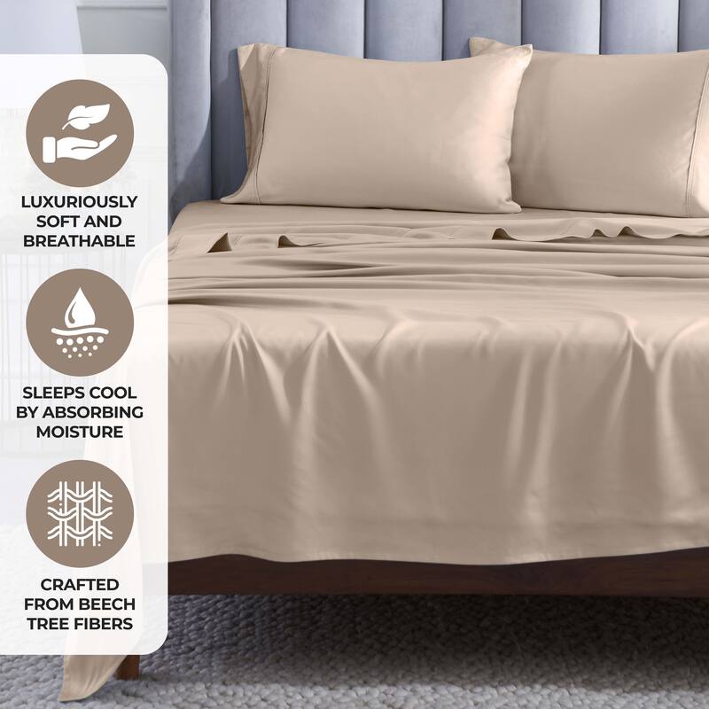 Superior Modal From Beechwood 400 Thread Count Deep Pocket Bed Sheet Set