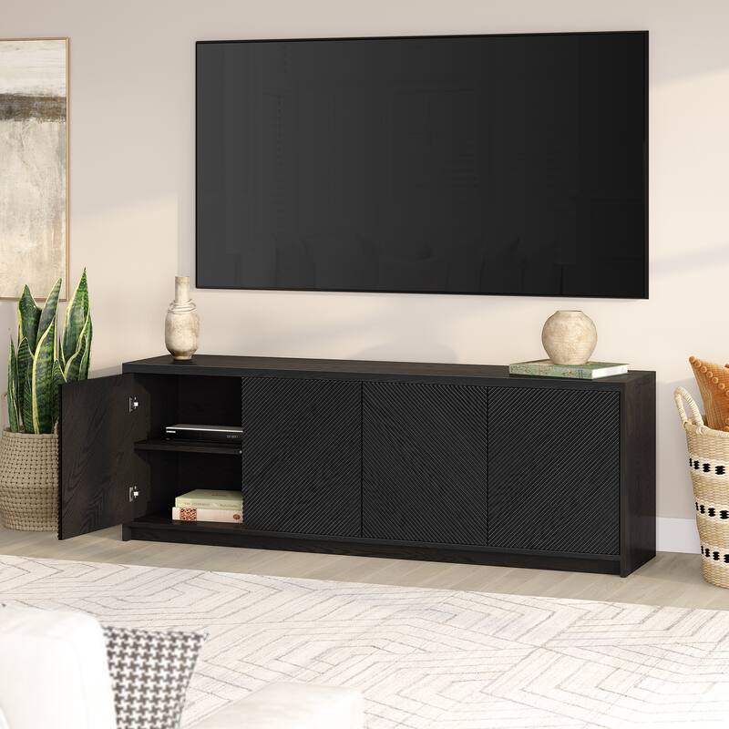 Renad Rectangular Fluted TV Stand for TV's up to 78" - 70" Wide