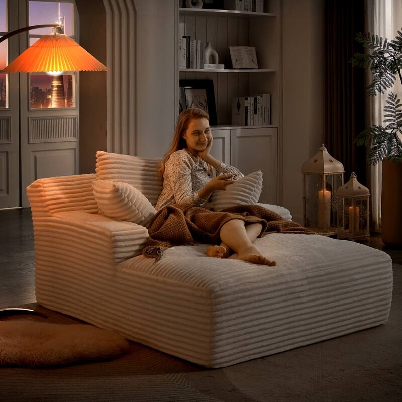 49.2" Modern Corduroy Upholstered Comfy Sofa Couch with 2 Pillows