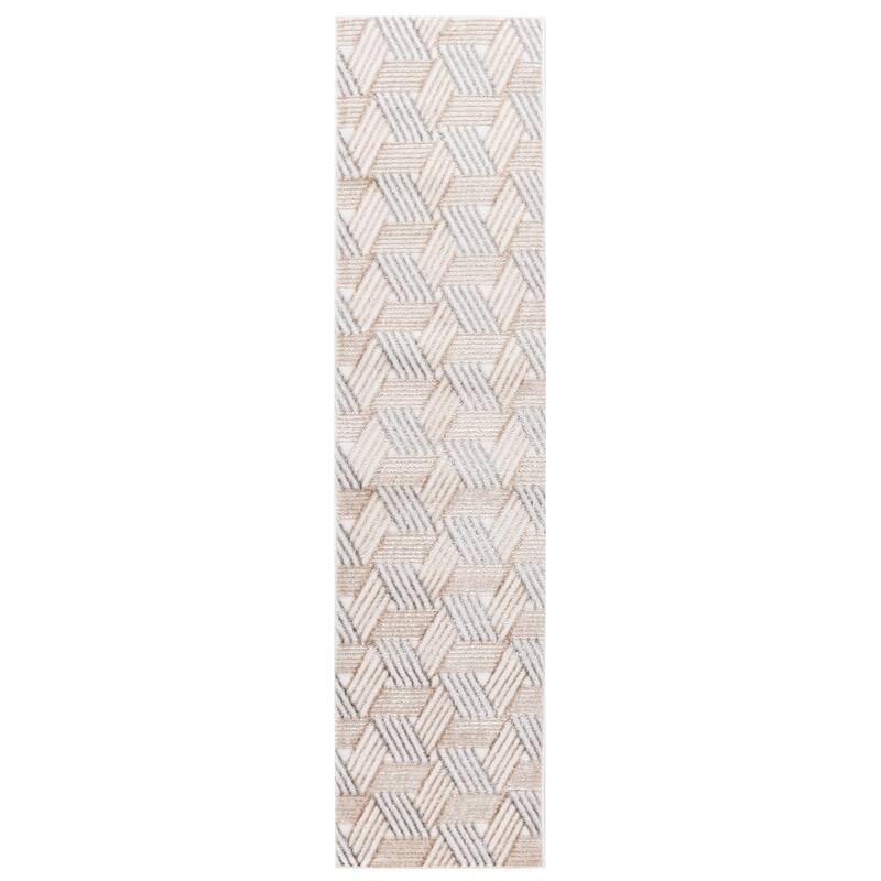 SAFAVIEH Maya Lirije Modern Contemporary Rug - 2' x 8' Runner - Ivory/Grey Beige