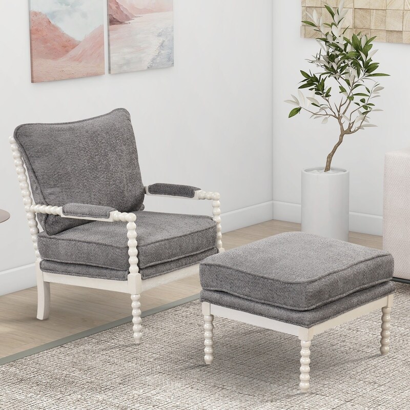 Spindle armchair and on sale ottoman