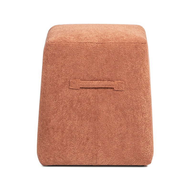 Oliver 16" Tapered Square Fleeced Teddy Boucle Upholstered Ottoman