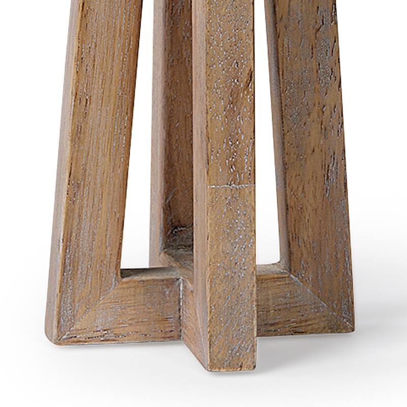 Astra Small Light Brown Wood Pedestal Base Table Candle Holder - 4.3L x 4.3W x 9.1H