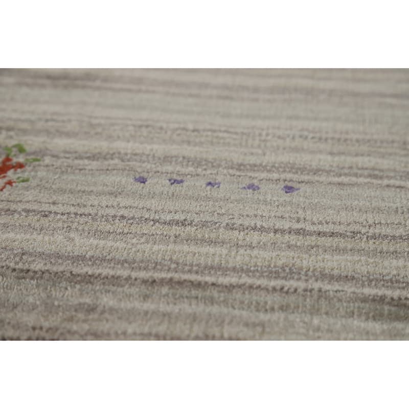 Tribal Animals Gabbeh Indian Rug Hand-Knotted Wool Carpet - 4'0" x 5'10"