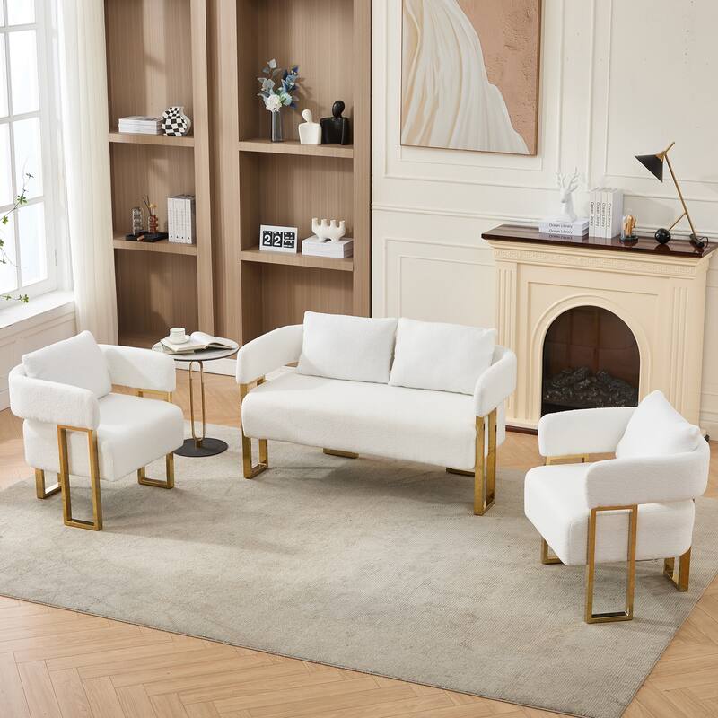 Modern decorative chair, living room side chair with gold metal legs, no wheels, suitable for dressing area