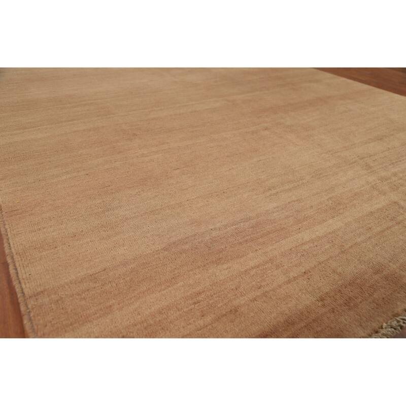 Light Brown Modern Gabbeh Oriental Area Rug Hand-Knotted Wool Carpet - 6'7" x 9'10"